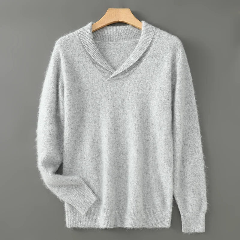 Unisex lightweight soft knit shawl collar sweater, minimalist modern silhouette for smart-casual wear