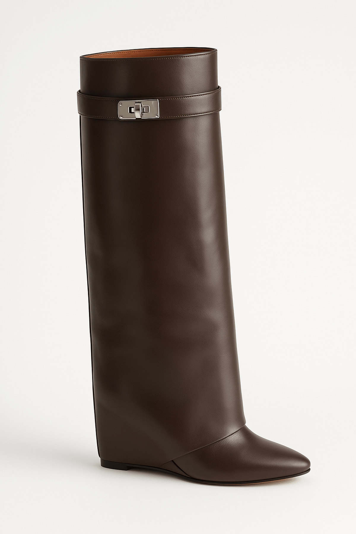 Women's black knee-high faux leather boots sleek silhouette minimal hardware all-day comfort