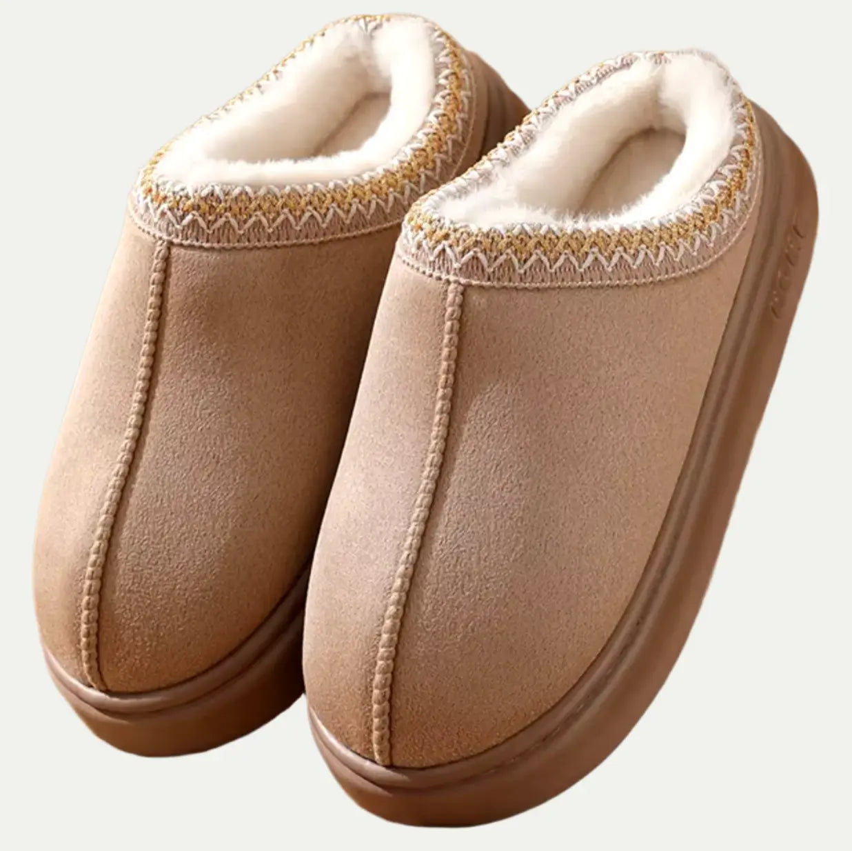 Women's sheepskin slip-on slippers with plush wool-blend lining for all-day cozy indoor warmth