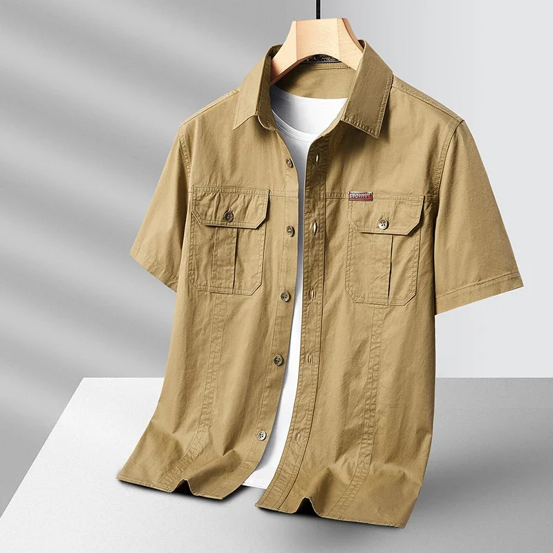 Men's white quick-dry cotton button-up shirt slim fit with moisture-wicking breathable performance fabric