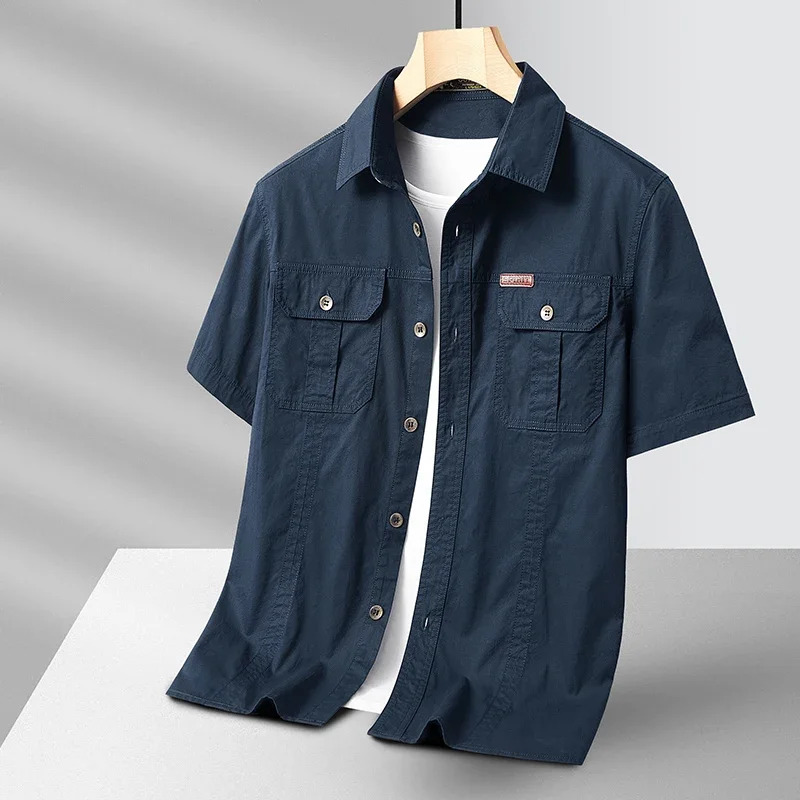 Men's white quick-dry button-up shirt slim fit with moisture-wicking breathable cotton for active wear