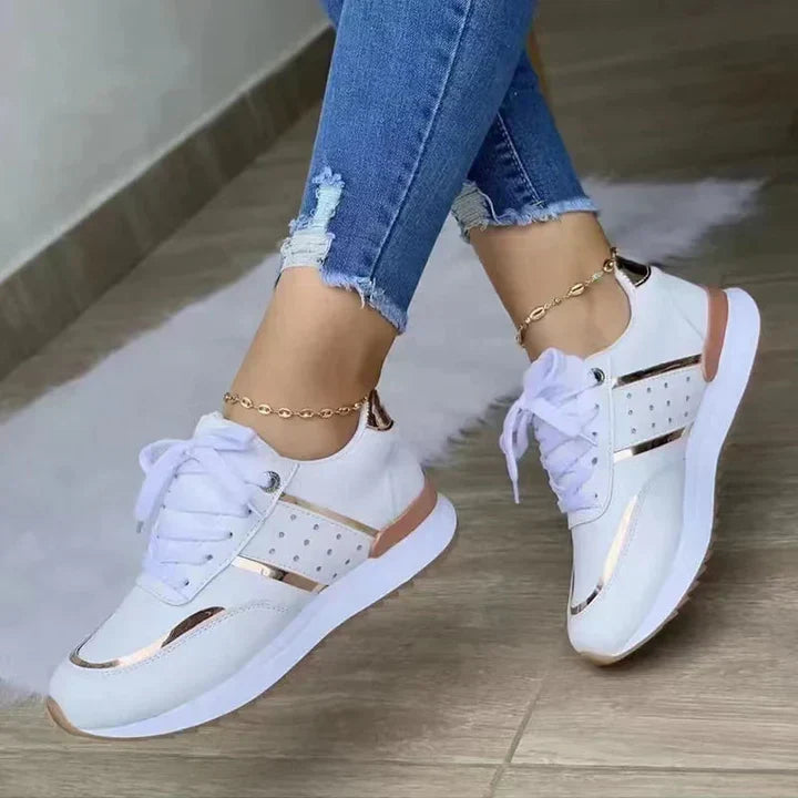 Women's ergonomic leisure shoes in neutral tones, slip-on style with cushioned sole for all-day comfort