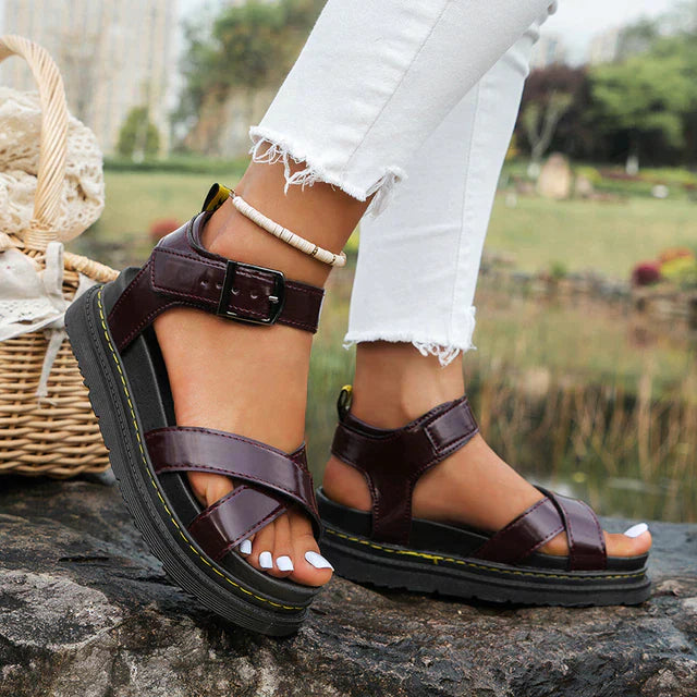 Women's black orthopedic sports sandals with cushioned footbed and adjustable straps for all-day comfort