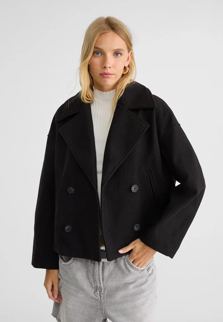 Women's cropped double-breasted jacket tailored fit polished silhouette office-to-evening versatile style