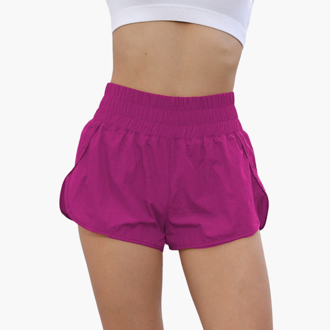 Women's running shorts black elastic waistband side pockets breathable lightweight athletic fit
