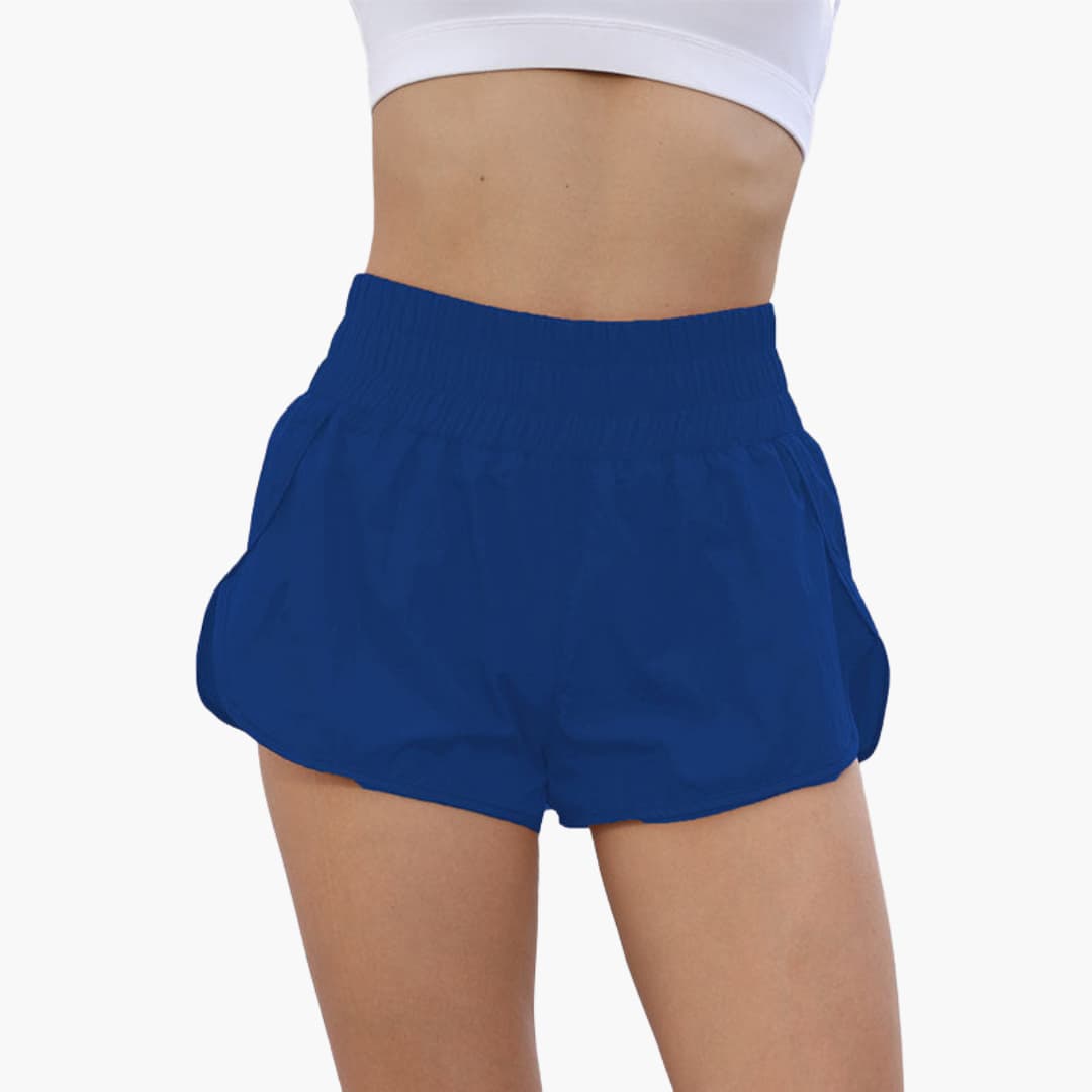 Women's running shorts elastic waistband side pockets breathable lightweight athletic fit