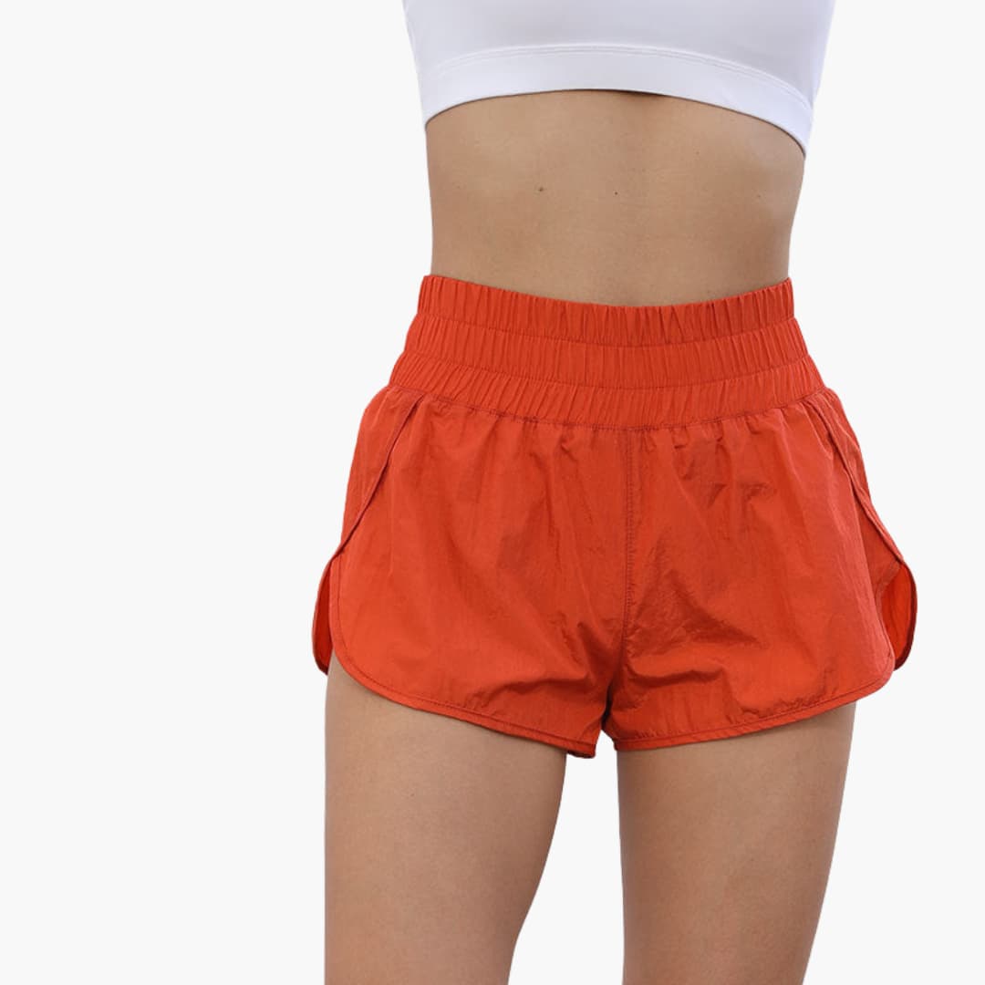 Women's running shorts elastic waistband side pockets breathable lightweight training comfort fit