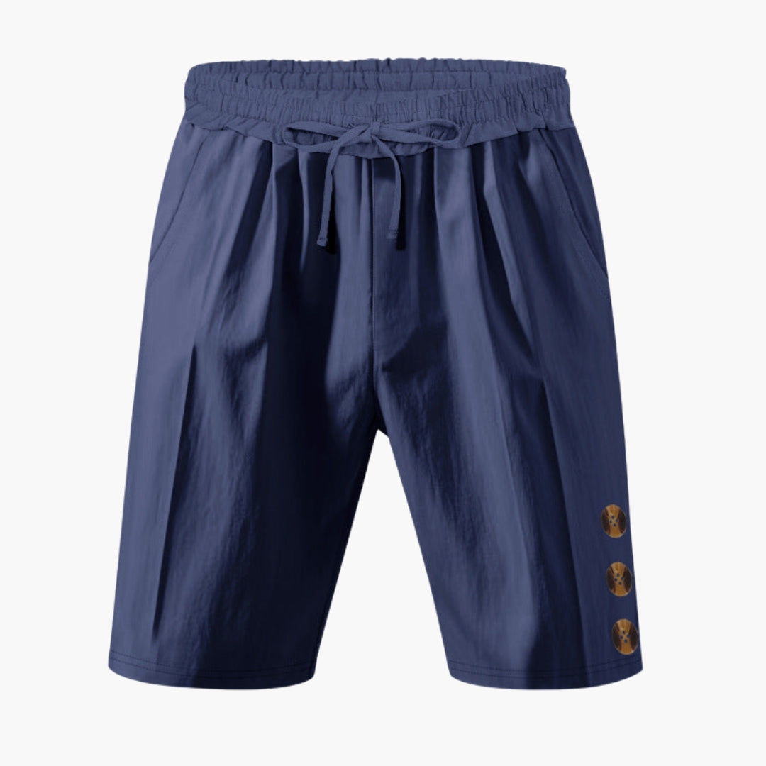 Men's gray sports shorts elastic drawstring waistband loose straight-leg cut side pockets active wear