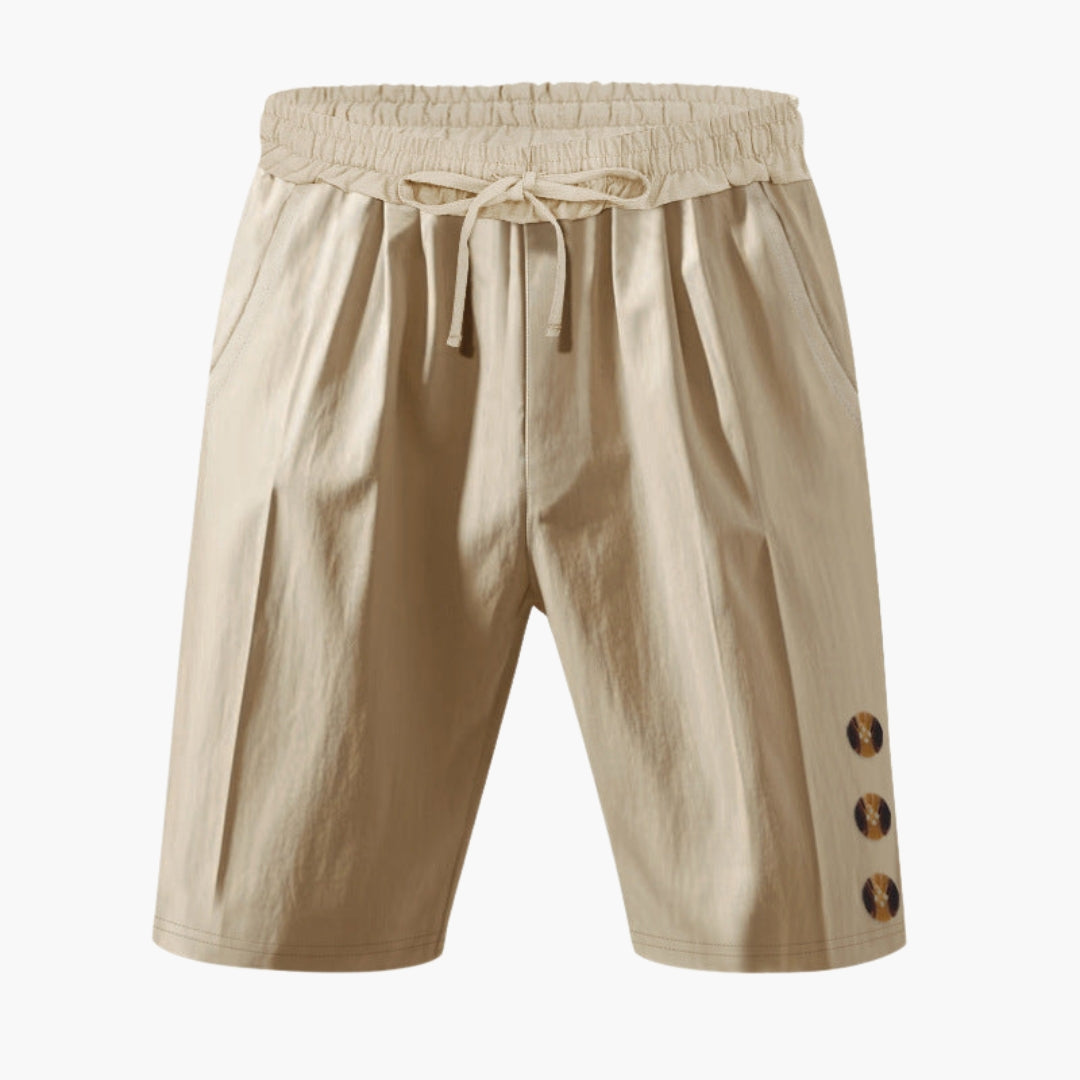 Men's gray athletic shorts elastic drawstring waistband side pockets loose straight-leg casual sport fit