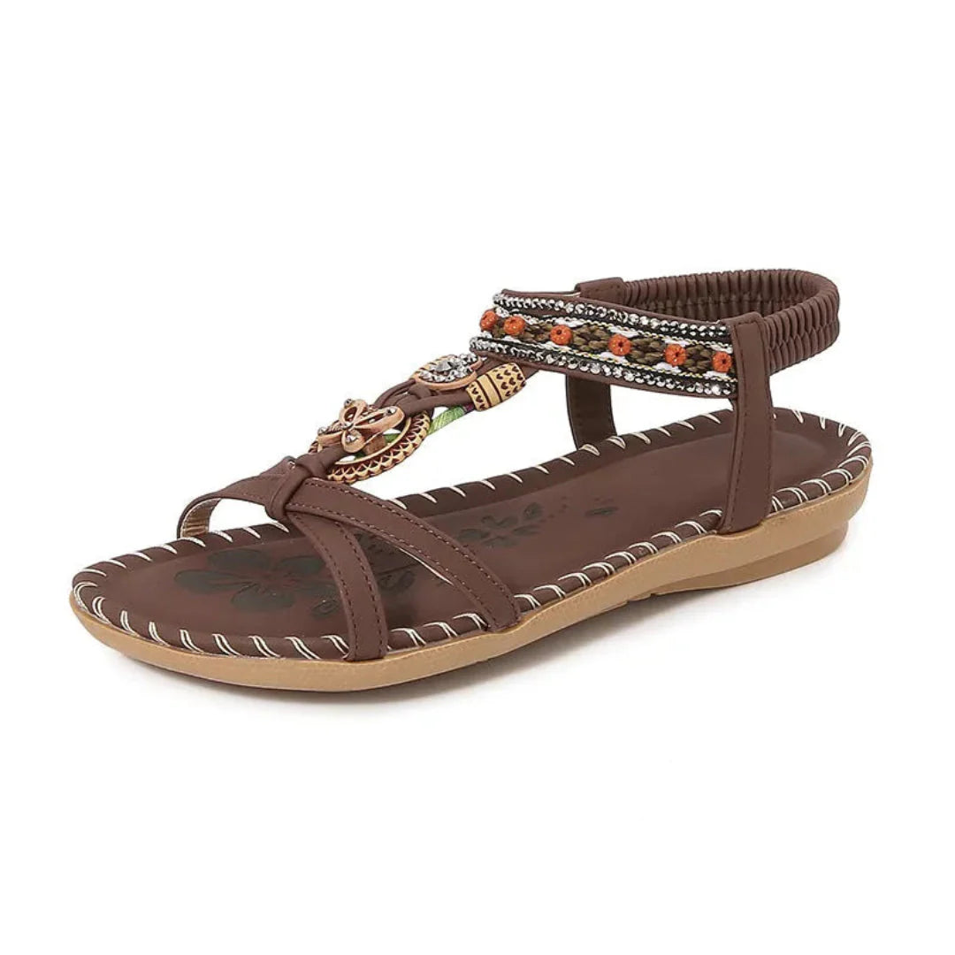 Women's boho slip-on sandals with braided straps, cushioned soles, lightweight summer casual style