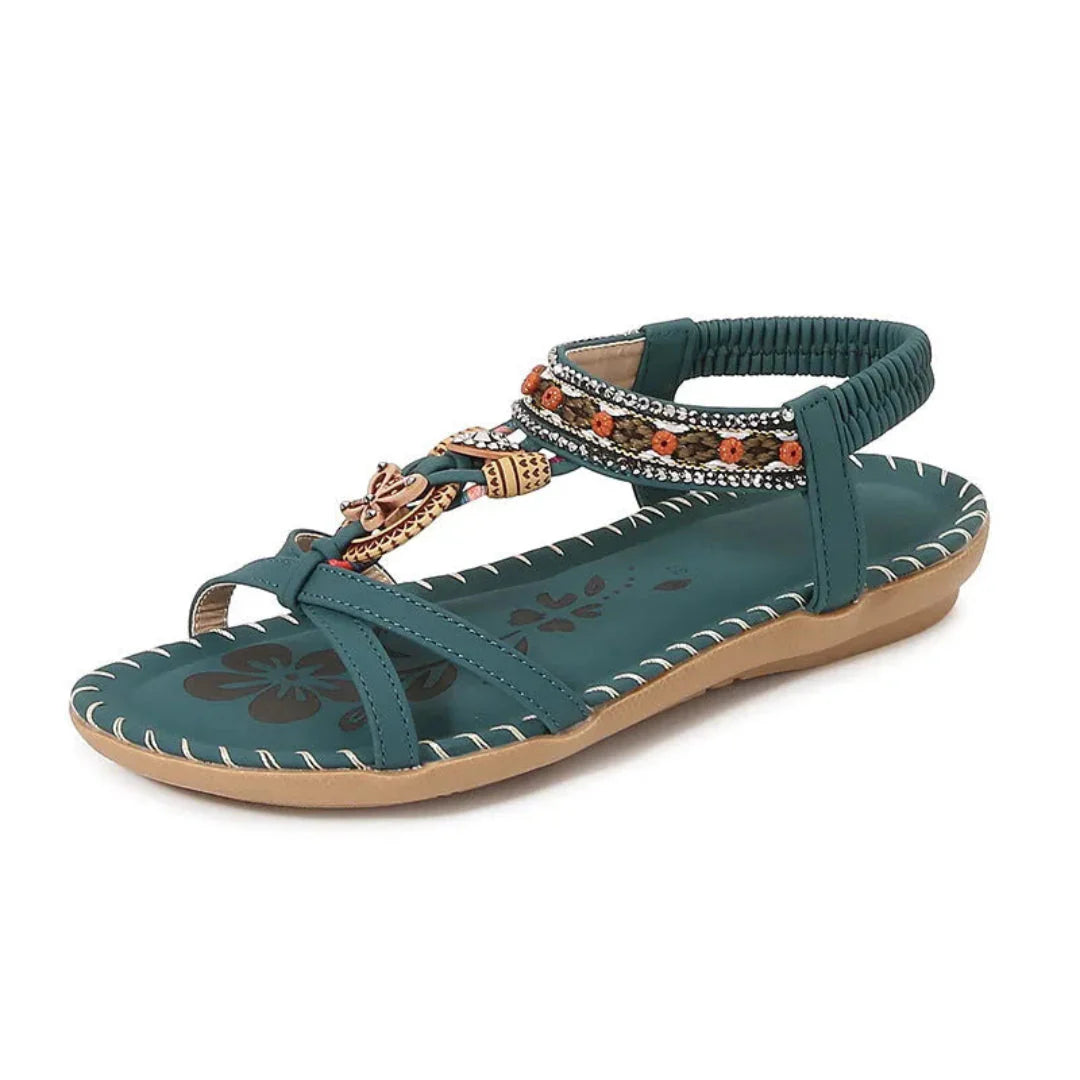 Women's boho slip-on sandals with braided straps, cushioned soles, lightweight summer style