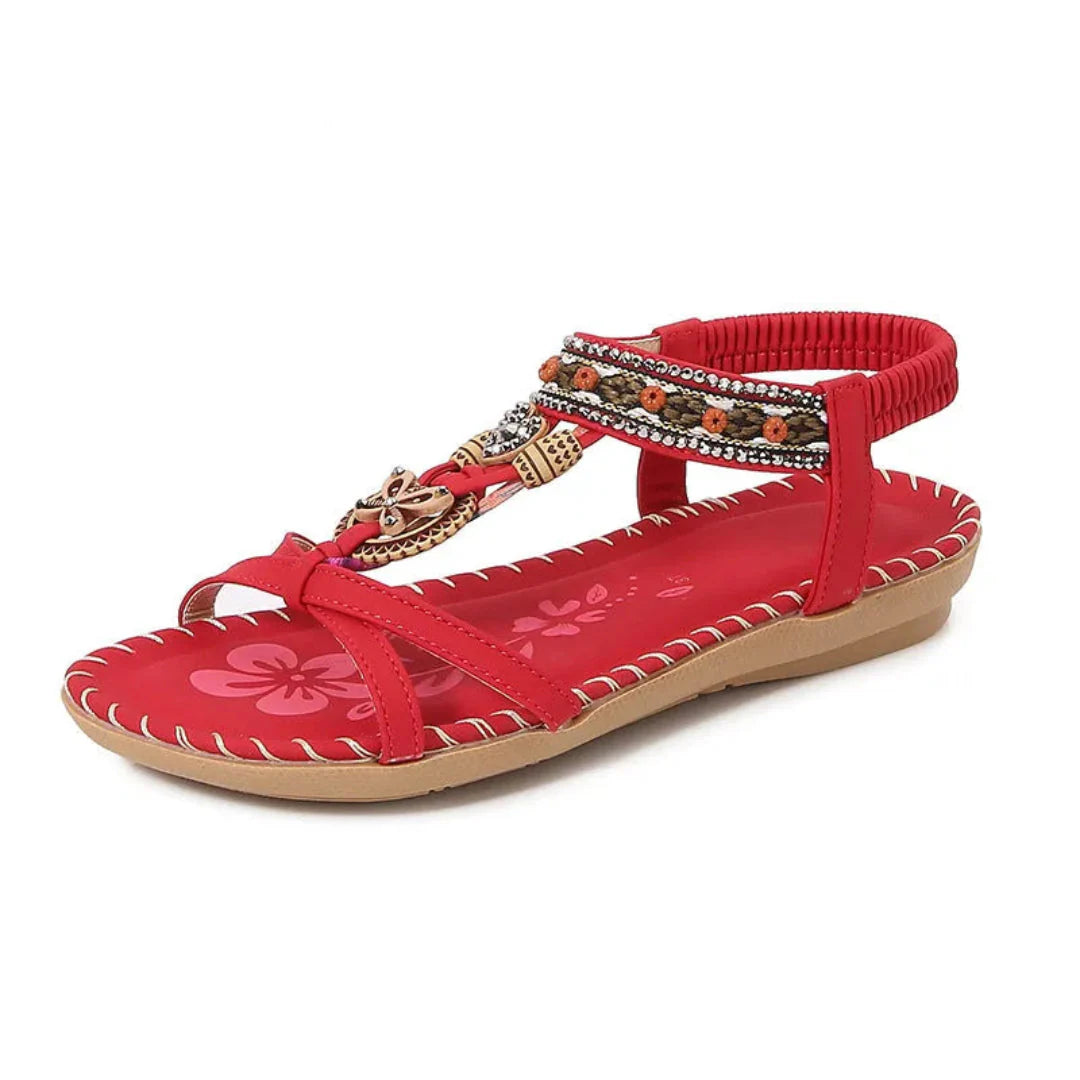 Women's boho braided slip-on sandals with cushioned soles, lightweight summer style, casual beach footwear