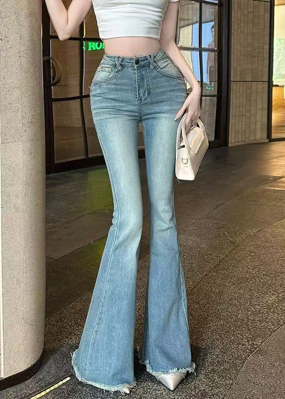 Bas évasé en jean bleu Slim Fit Butt Scrunch pour l'automne - Urbann-Vibe