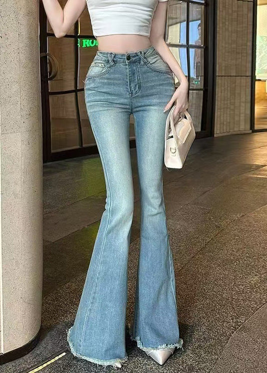 Bas évasé en jean bleu Slim Fit Butt Scrunch pour l'automne - Urbann-Vibe