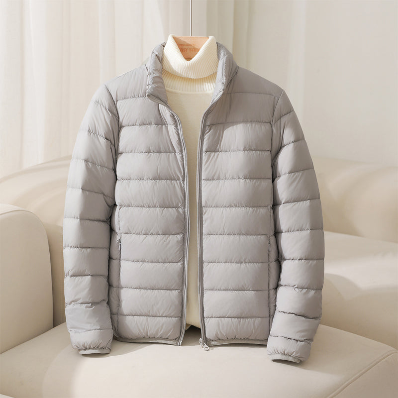 Silva women's pastel high collar down jacket lightweight insulation smooth shell everyday cold weather style