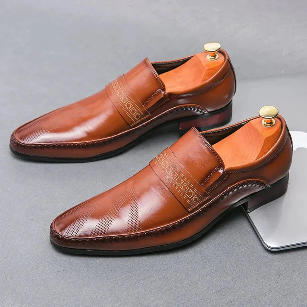 Silvano slip-on leather dress shoes black sculpted silhouette premium Italian leather cushioned comfort