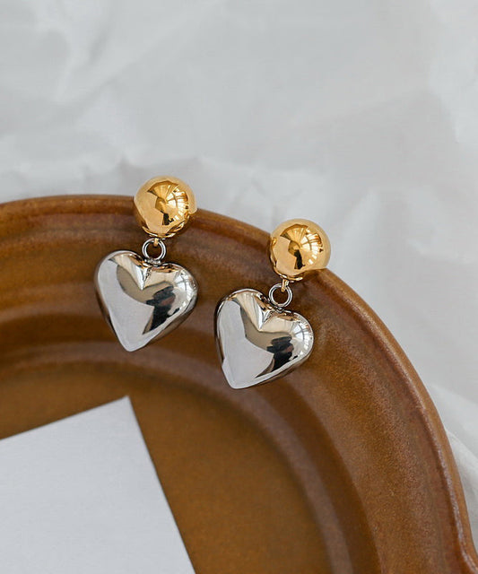 Boucles d'oreilles à tige simples en cuivre colorblock surdoré Love - Urbann-Vibe