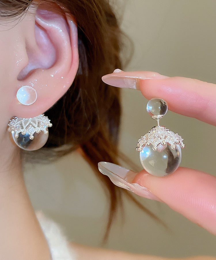 Boucles d'oreilles pendantes simples en perles de verre et zircons cuivrés nude - Urbann-Vibe