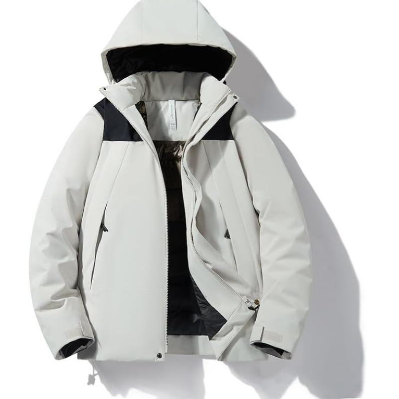 Women's hooded ski jacket in bold colors with front zipper and pockets for snow sports performance