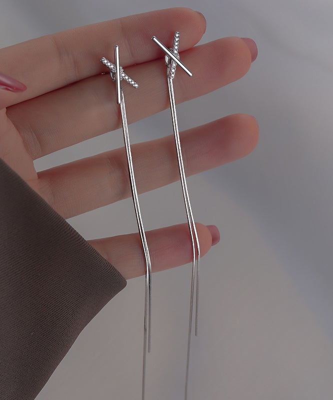 Boucles d'oreilles pendantes à pampilles en argent sterling et soie fine - Urbann-Vibe