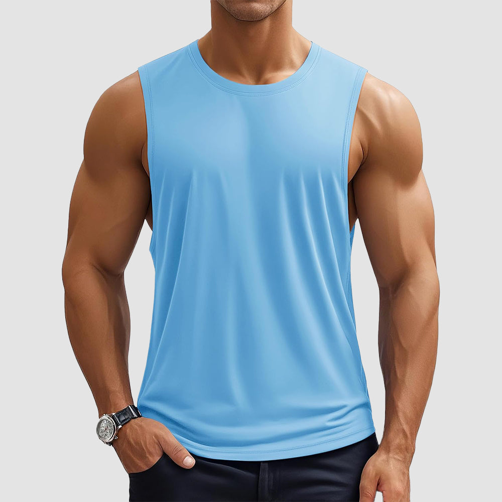 Men's quick-dry sleeveless gym tank top lightweight breathable moisture-wicking workout shirt