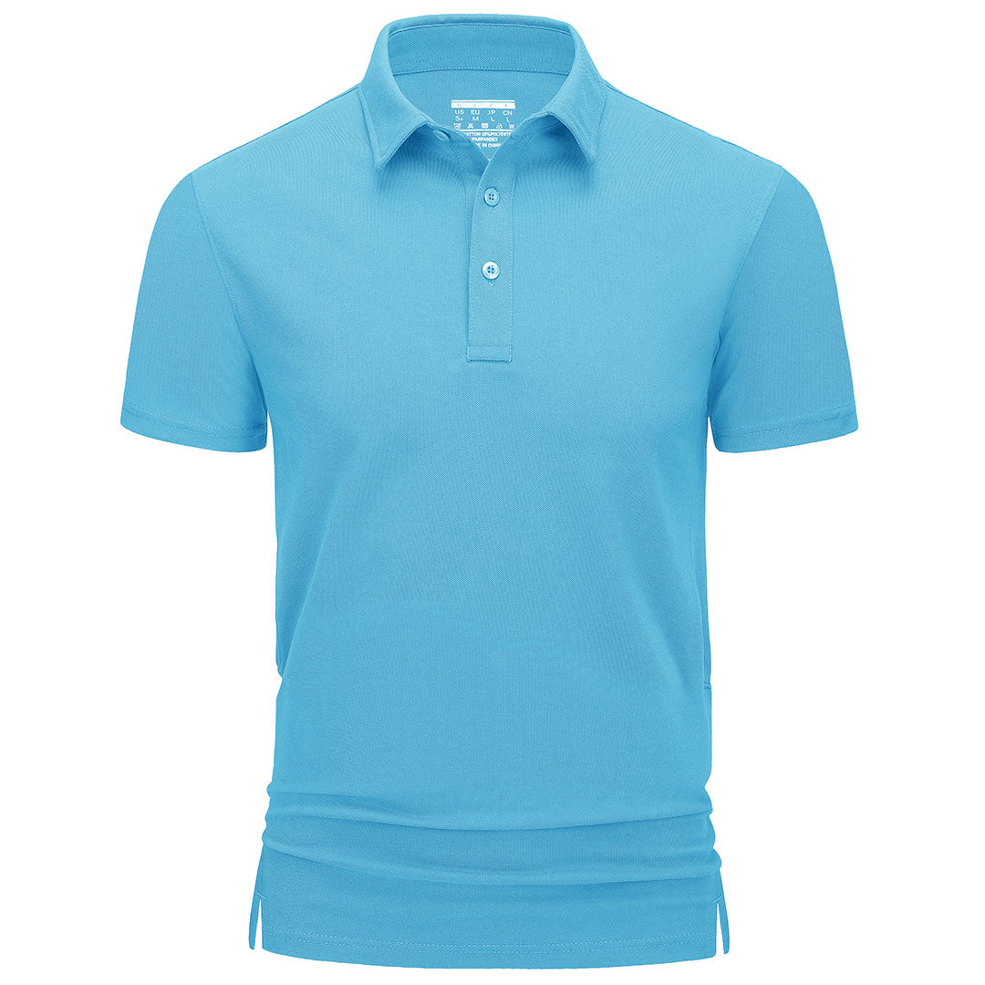 Men's quick-dry golf polo shirt breathable stretch fabric for active outdoor sports