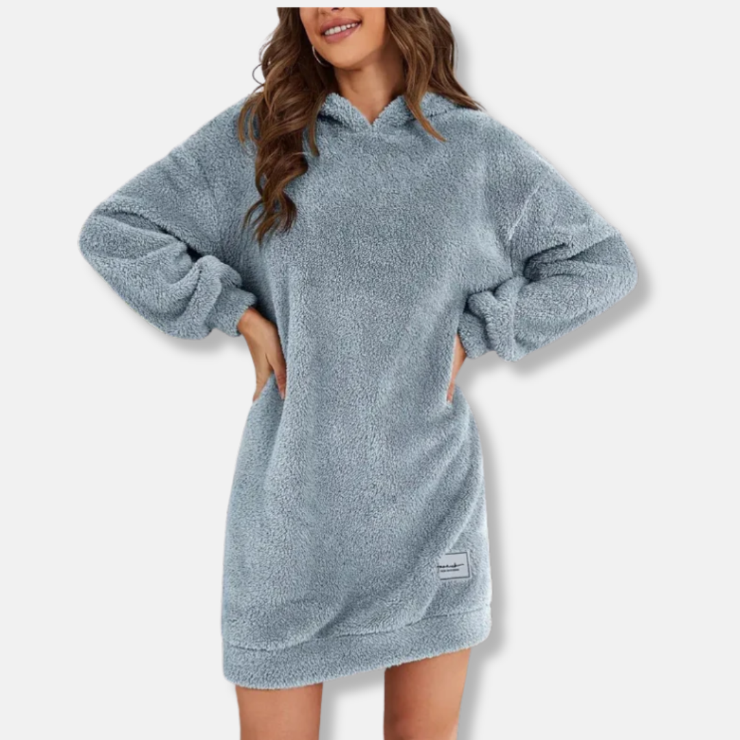 Women's oversized hoodie dress soft fleece long sleeve casual lounge comfort relaxed fit