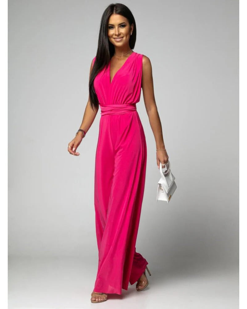 Women's sleeveless jumpsuit clean structured silhouette versatile all-in-one everyday elegant style