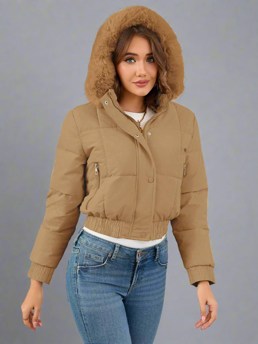 Unisex slim fit quilted cotton jacket in neutral tone with modern silhouette for everyday wear