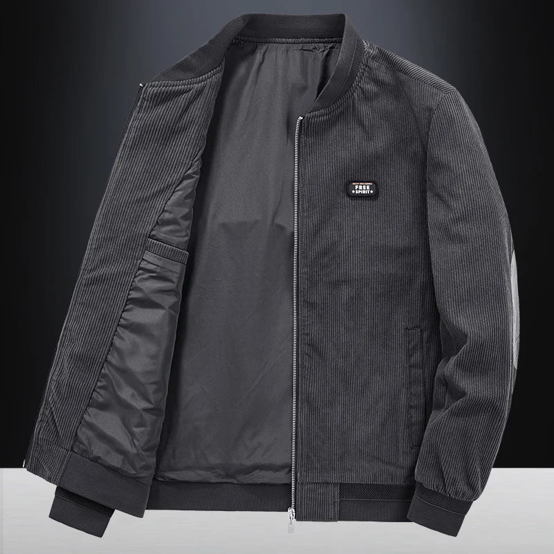 Men's slim fit bomber jacket lightweight polyester spring layer versatile modern style
