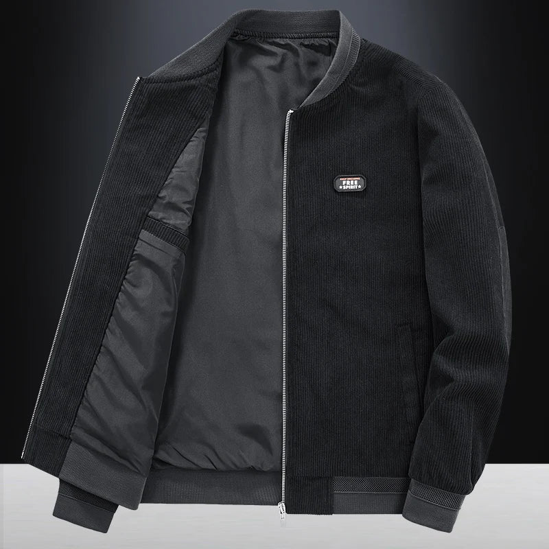 Men slim fit bomber jacket lightweight polyester spring layer with modern streamlined silhouette