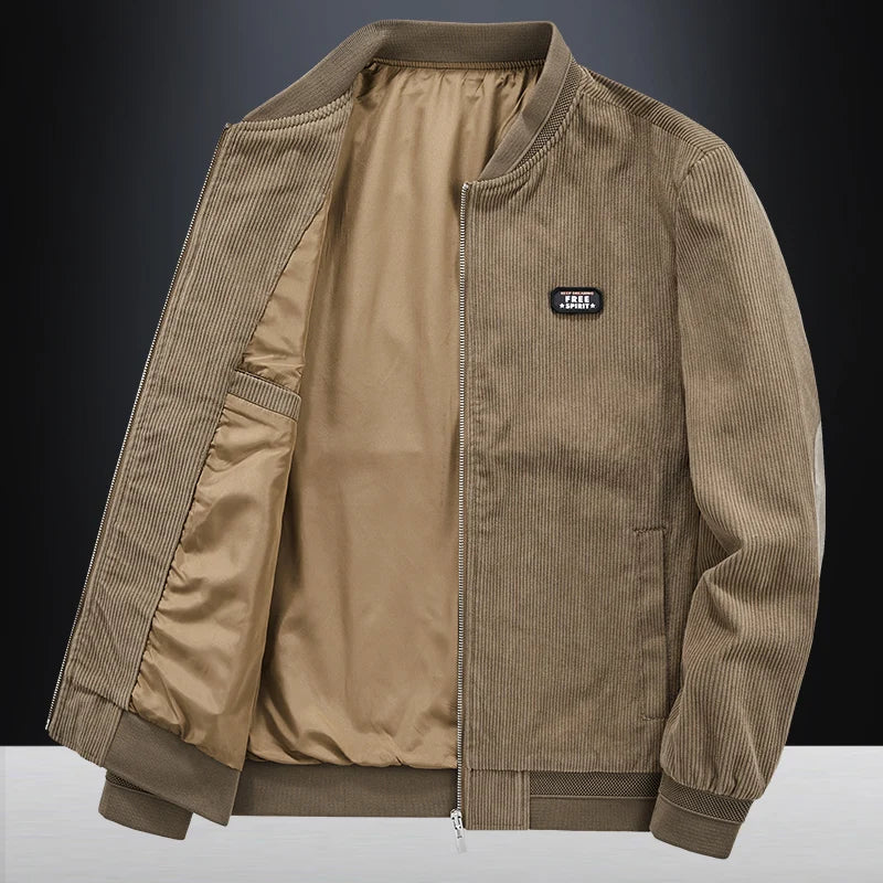 Men's slim fit lightweight bomber jacket in versatile neutral tones, modern cut with ribbed cuffs for spring
