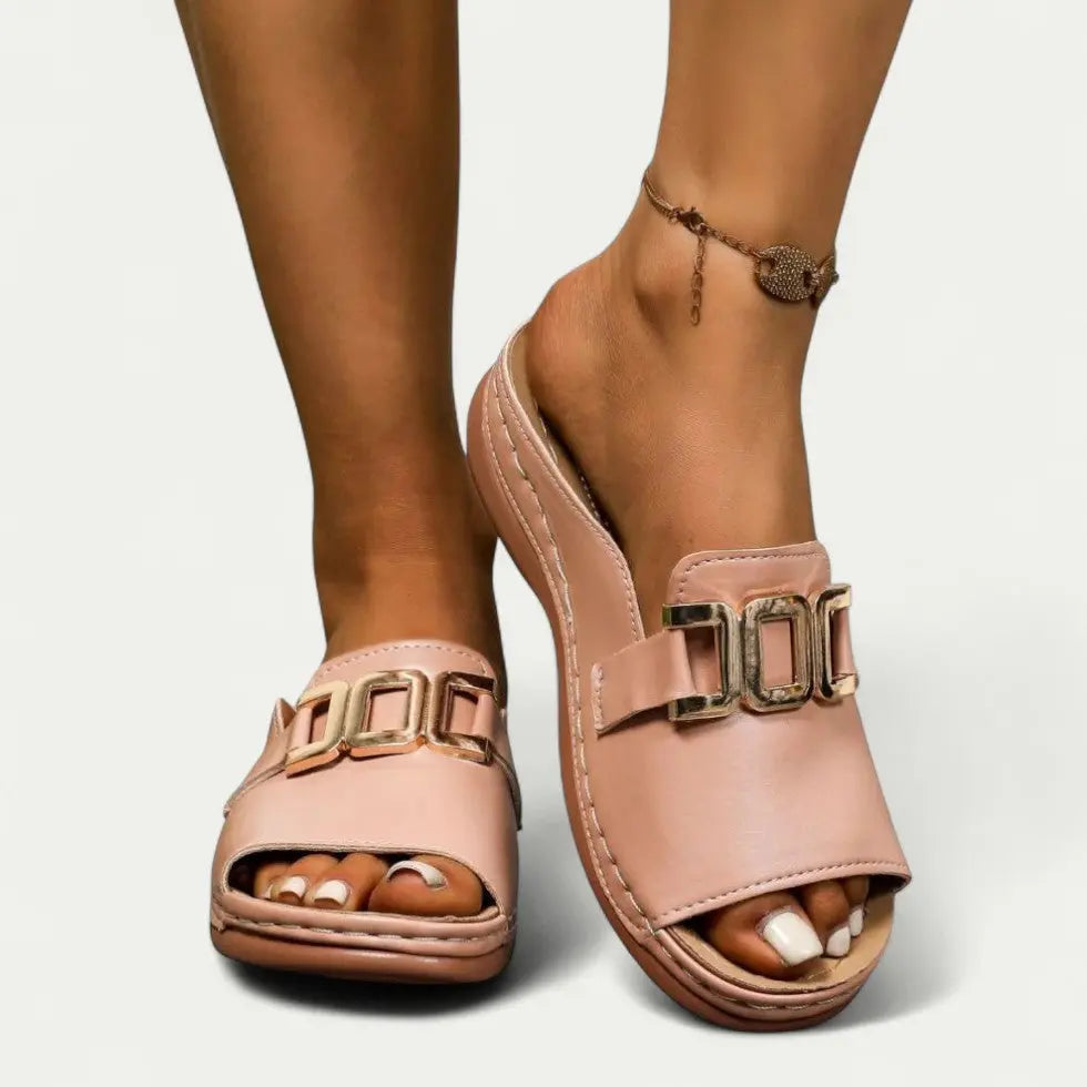 Women's slip-on sandals lightweight cushioned insole casual open-toe warm-weather flat comfort footwear