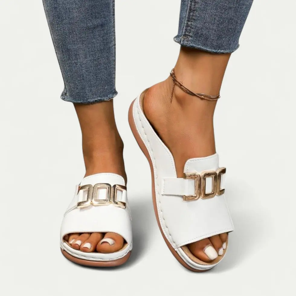 Women's slip-on sandals lightweight cushioned insole casual open-toe warm-weather comfort footwear