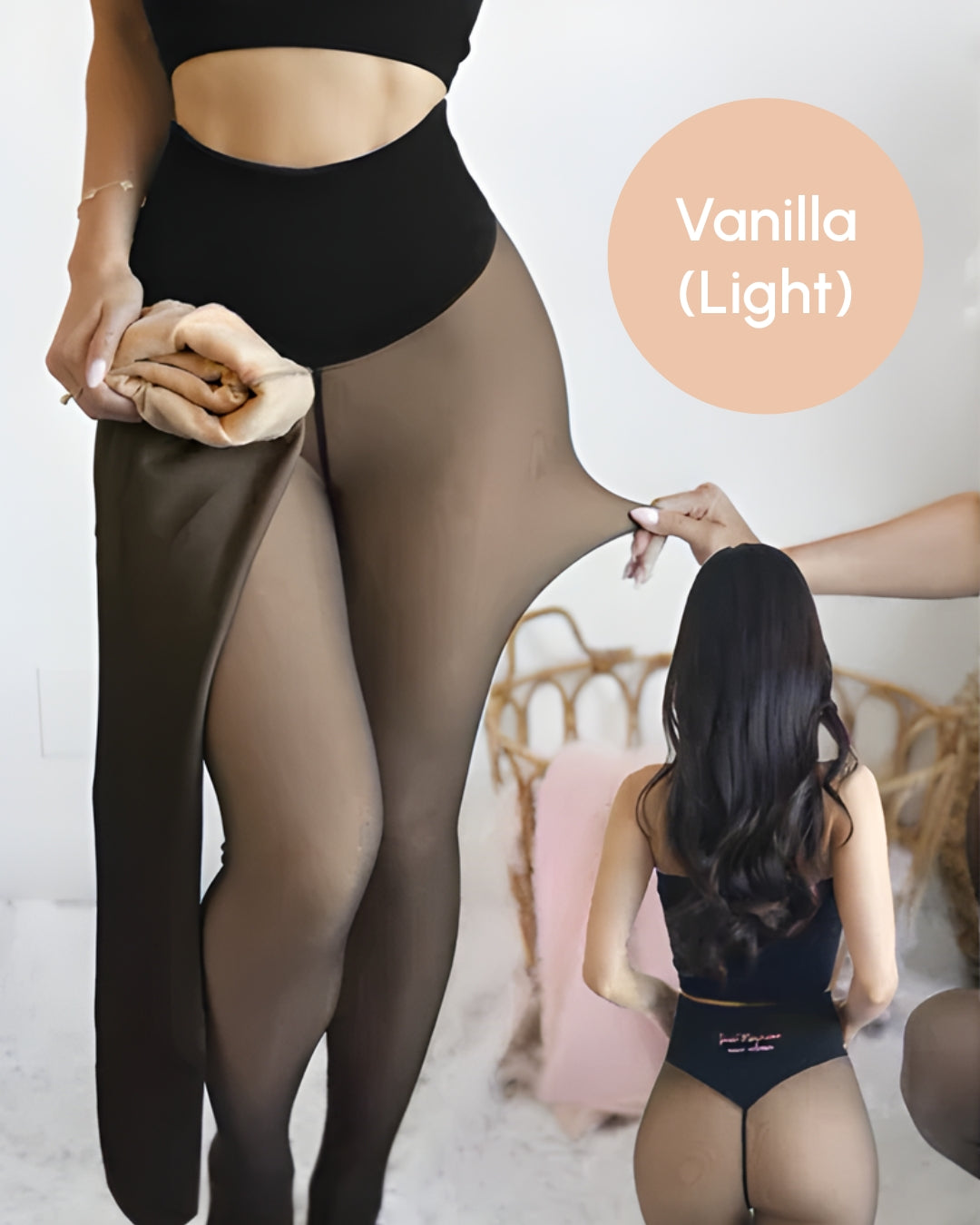 Women's black fleece leggings snatched one-seam fit sculpted silhouette winter base layer