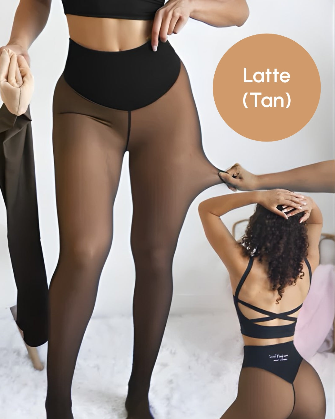Women's black fleece leggings snatched one-seam fit sculpted silhouette warm winter base layer
