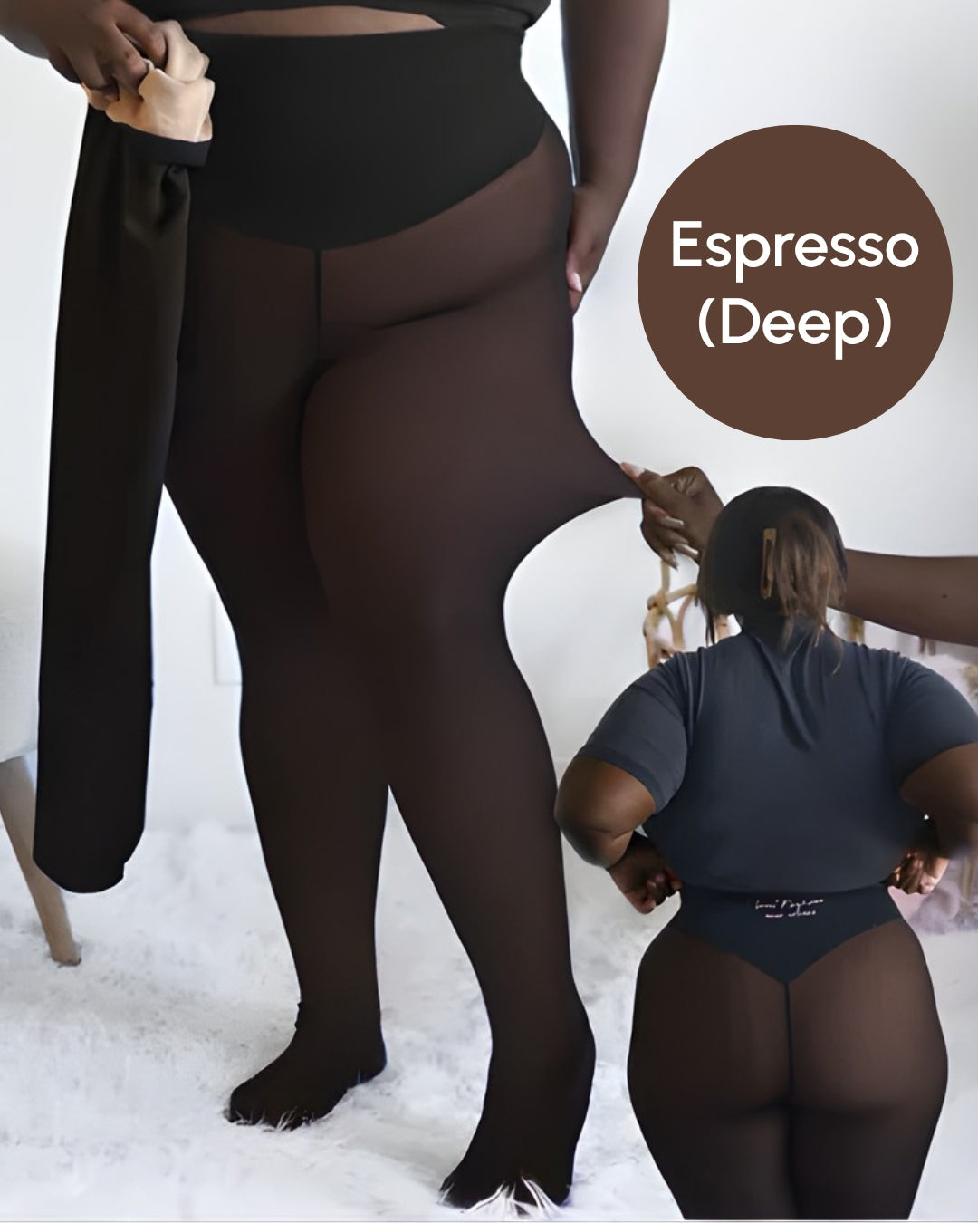 Women's black fleece leggings snatched silhouette one-seam sculpting fit for ultimate winter warmth