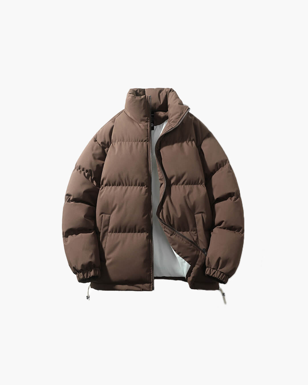Women's weatherproof stand collar puffer jacket in classic colors for polished winter style