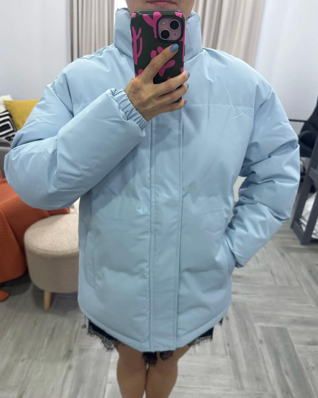 Women's weatherproof stand collar puffer jacket in classic hue, polished everyday winter style