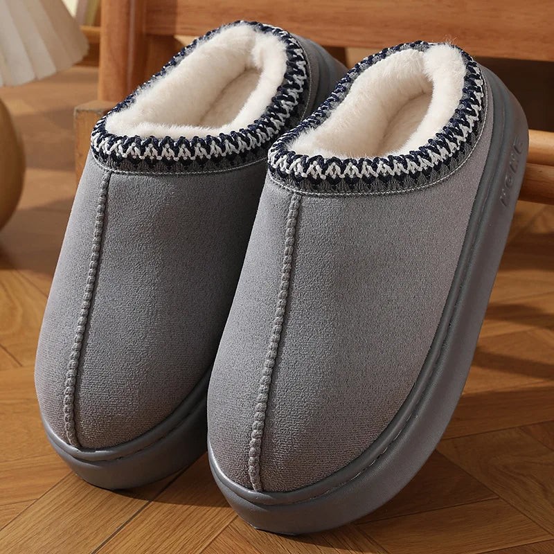 Women's Sofia Amoretti alpine plush slippers in neutral tones with lifted platform and ultra-soft lining