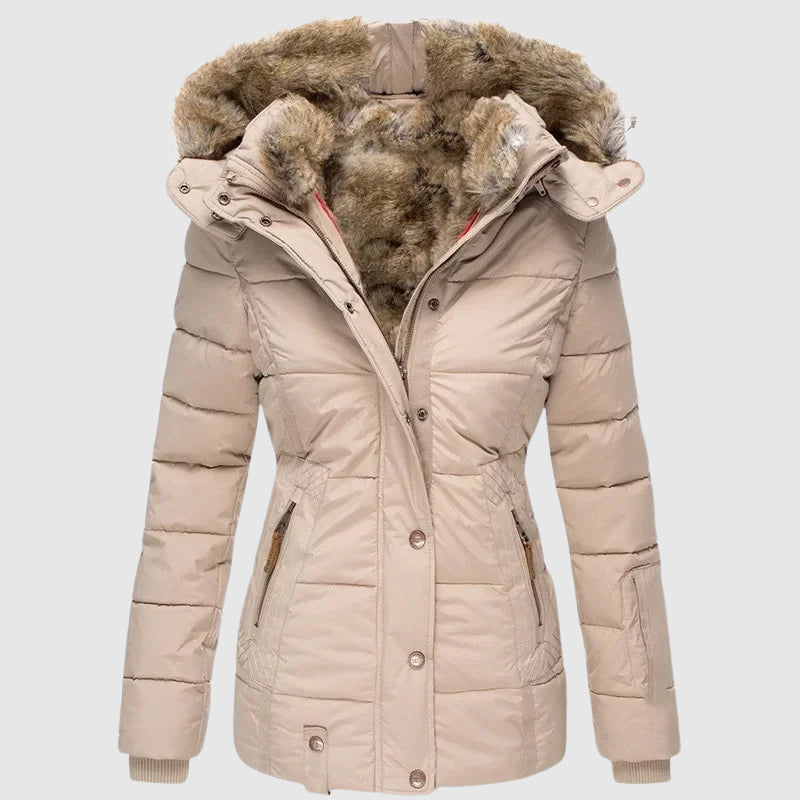 Sofia Amoretti Arctic hooded jacket cotton-polyester blend cozy plush fill practical pockets office wear