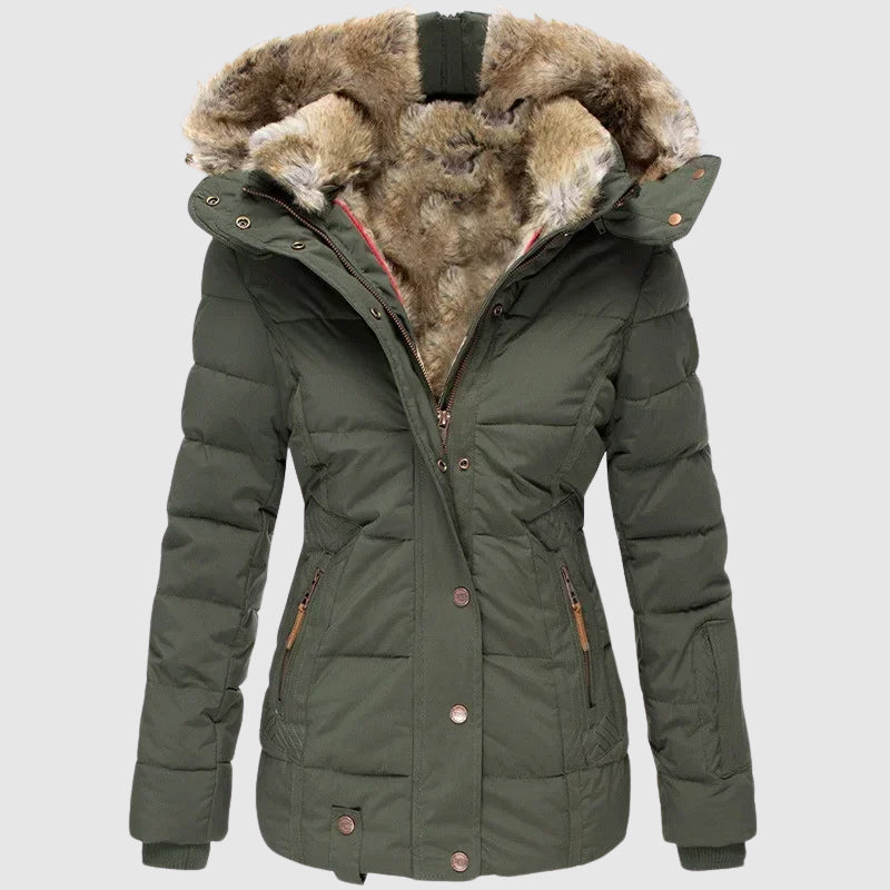 Sofia Amoretti Arctic hooded jacket cotton-polyester blend warm plush fill practical pockets office weekend