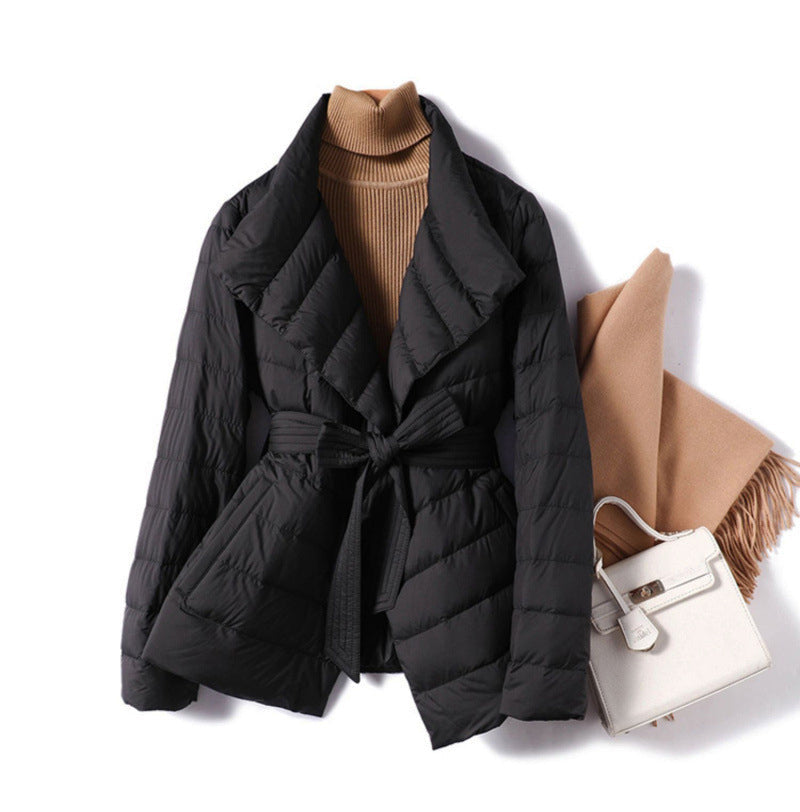 Women's quilted down jacket black luxury craftsmanship slim silhouette premium duck down filling