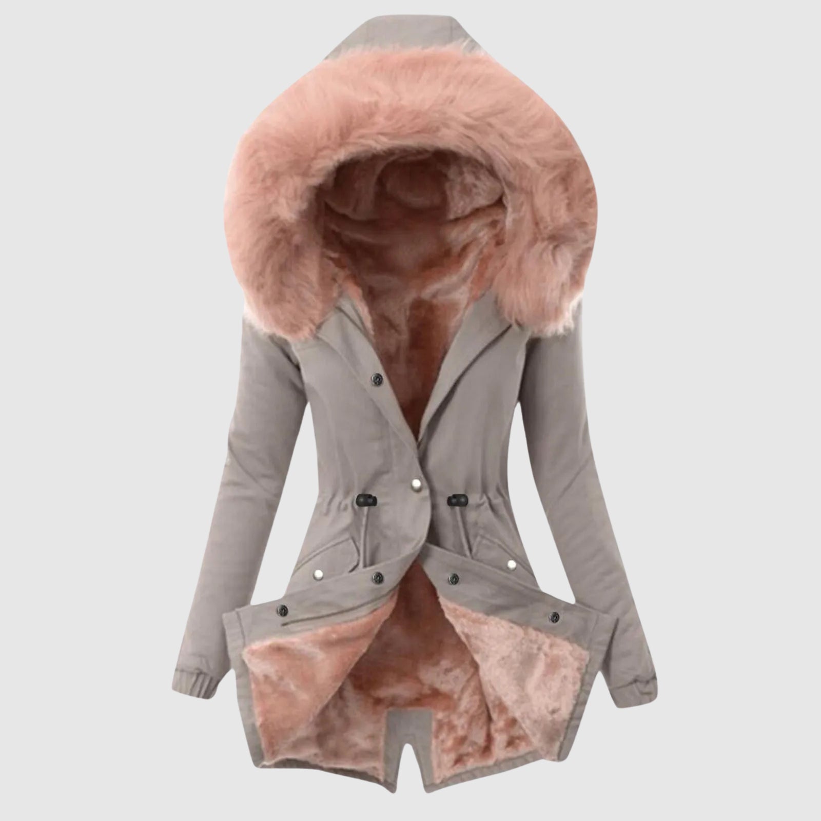 Women's cozy chic parka fleece blend hooded relaxed fit with sleek zipper closure