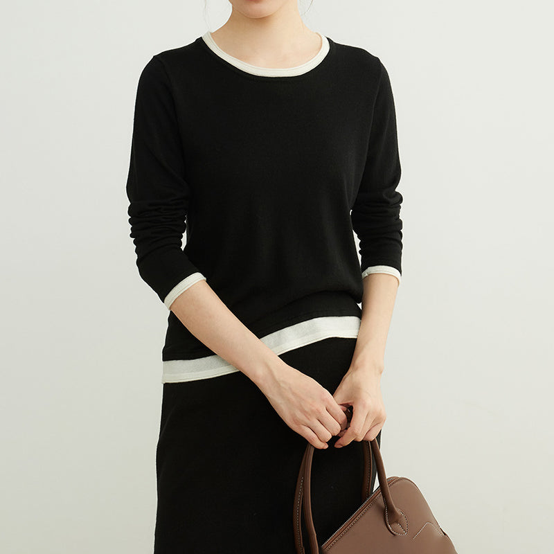 Women's relaxed fit wool sweater lightweight cozy everyday eleganza style soft sheep blend
