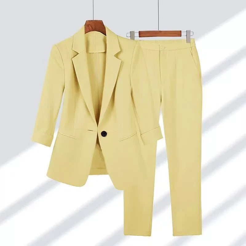 Sofia Amoretti Geneva women's tailored business suit blazer high-waist pencil pants sleek single-button