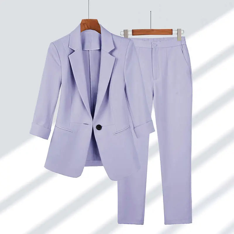 Sofia Amoretti Geneva women's tailored blazer and high-waist pencil pants business suit, sleek feminine silhouette