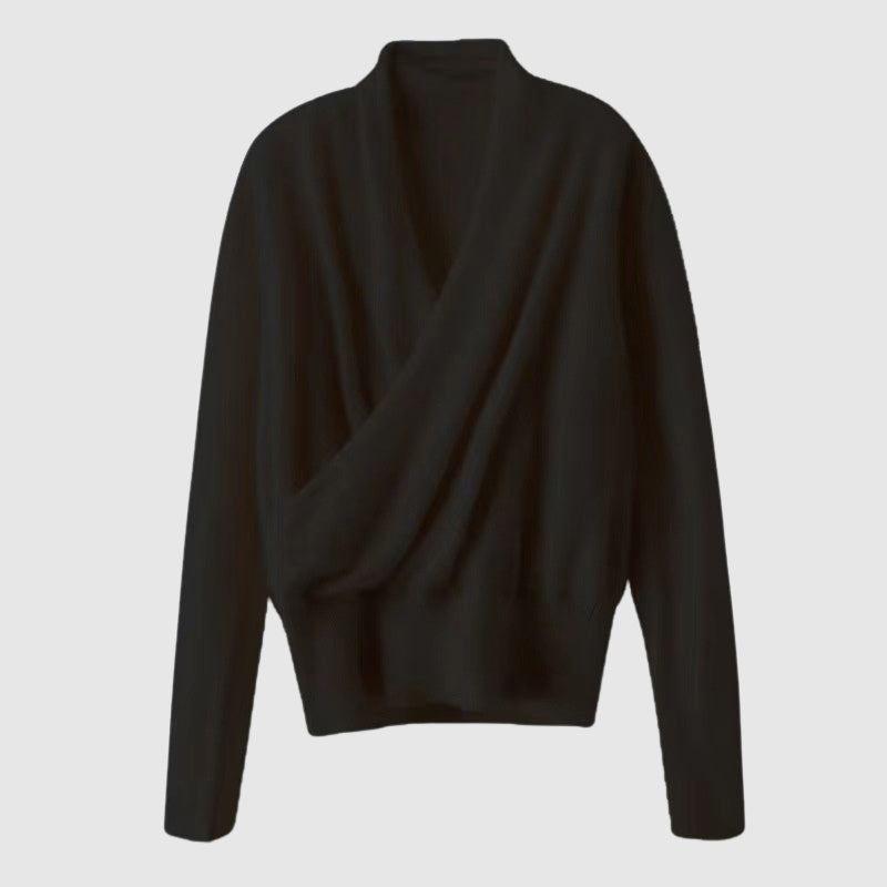 Sofia Amoretti wool-poly blend loose knit sweater, cozy cold weather style with refined drape