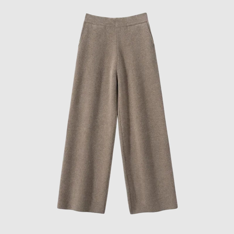 Women's high waist floor-length casual pants cotton blend stretch relaxed drape Sofia Amoretti Velora