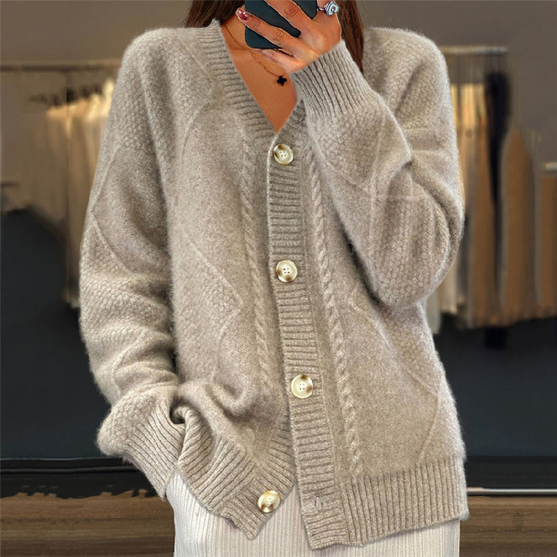Riley women's warm knit cardigan classic button closure cozy everyday layering soft texture style